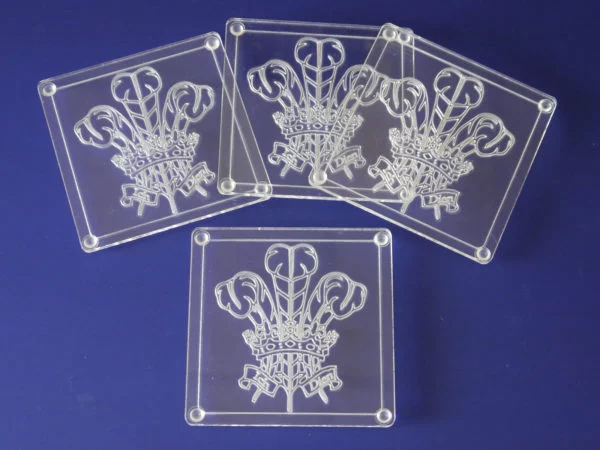 Welsh Feathers Coasters Set Of 4 Clear-0